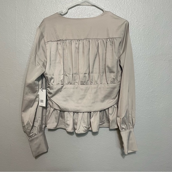 Jason Wu Satin Peplum Long Puff Sleeve Blouse  NWT - Picture 9 of 9